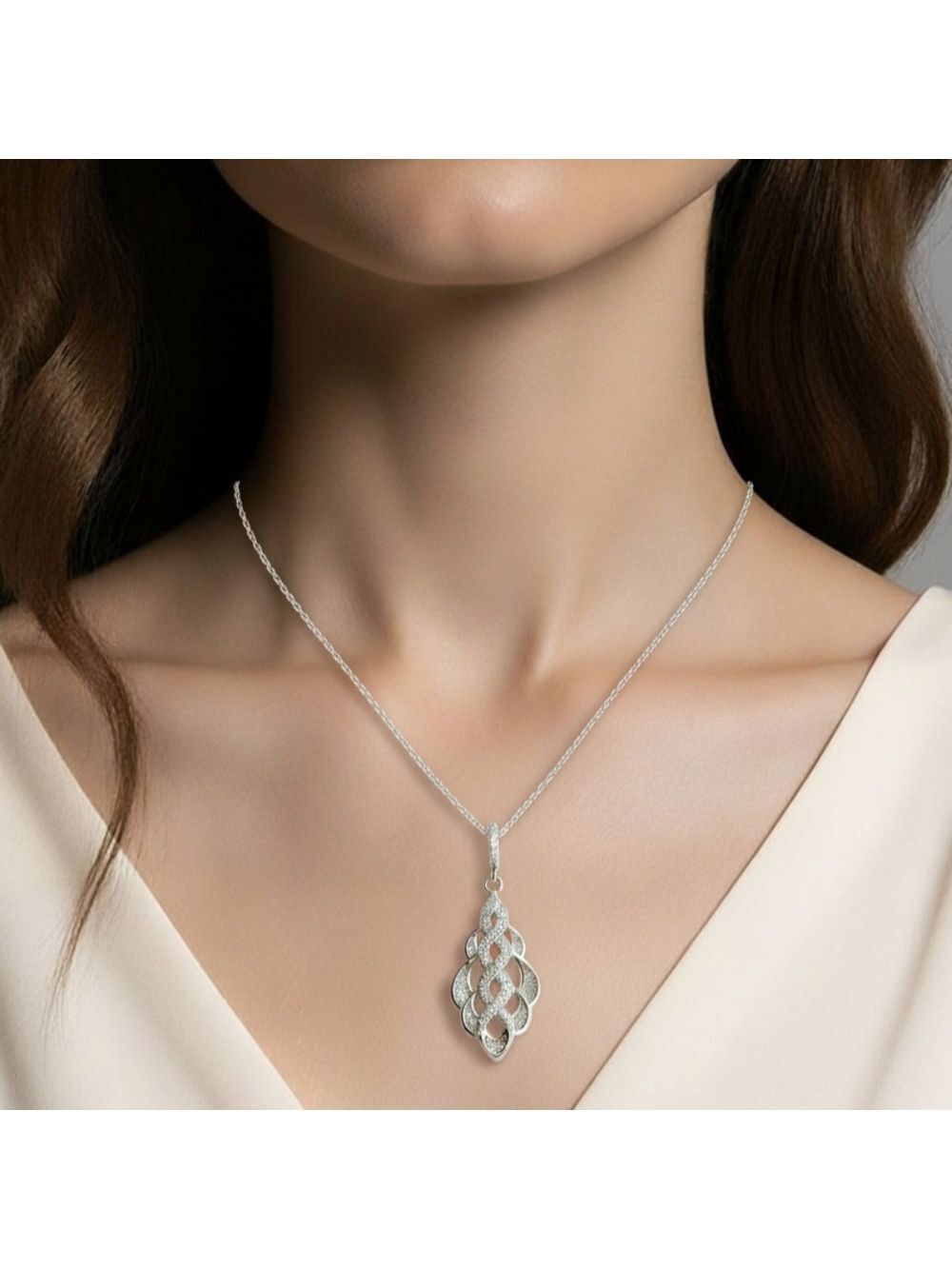 Sterling silver cz intertwined pendant necklace 🆕